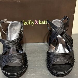 Kelly & Katie Elegant Black Strappy Heels Romeo s 7.5